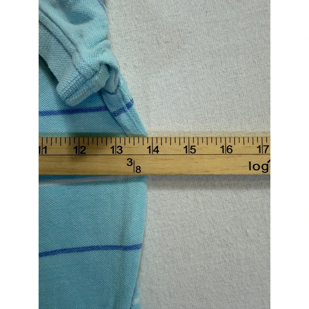 J Khaki Boys Blue Striped Short Sleeve Cotton Pique Polo Shirt Size Small S
